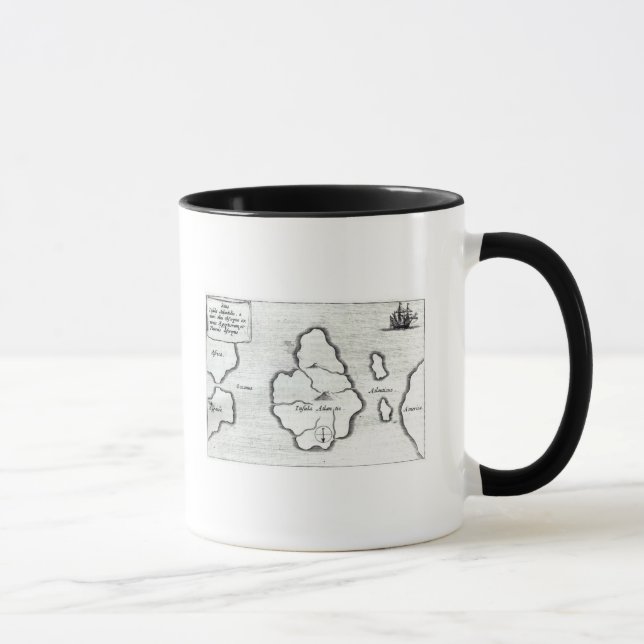 Karta av Atlantis, från 'Mundus Subterraneus Mugg (Höger)