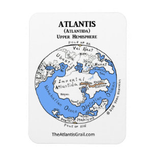 Karta av Atlantis - övrehalvklot - magnet 1