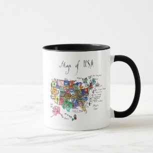 Karta av attraktioner av USA Mugg
