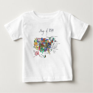 Karta av attraktioner av USA T-shirt