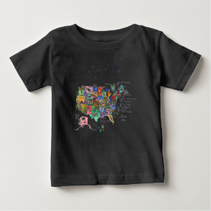 Karta av attraktioner av USA T-shirt