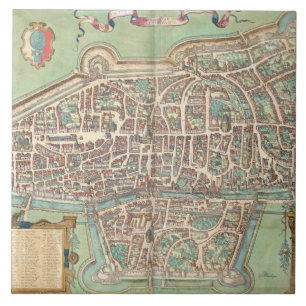 Karta av Augsburg, från "Civitates Orbis Terrarum Kakelplatta