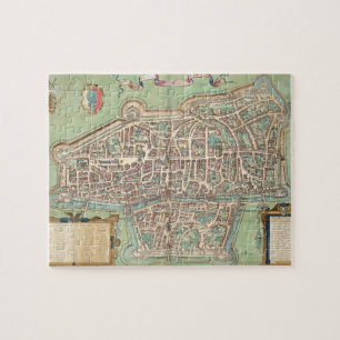Karta av Augsburg, från "Civitates Orbis Terrarum Pussel