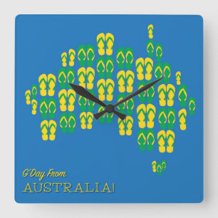 Karta av Aussie thongs Fyrkantig Klocka