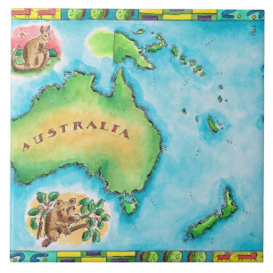 Karta av Australien Kakelplatta