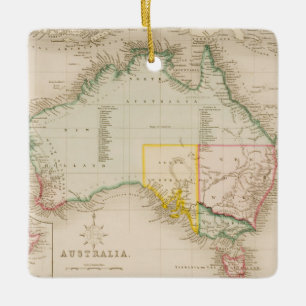 Karta av Australien & nyazeeländskt Julgransprydnad Keramik
