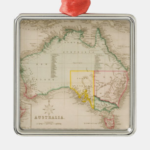 Karta av Australien & nyazeeländskt Julgransprydnad Metall