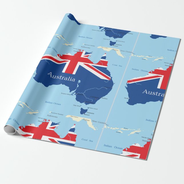 Karta av Australien som slår in papper Presentpapper (Utrullad)