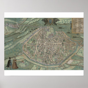 Karta av Avignon, från "Civitates Orbis Terrarum" Poster