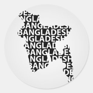 Karta av Bangladesh med textinsida Runt Klistermärke