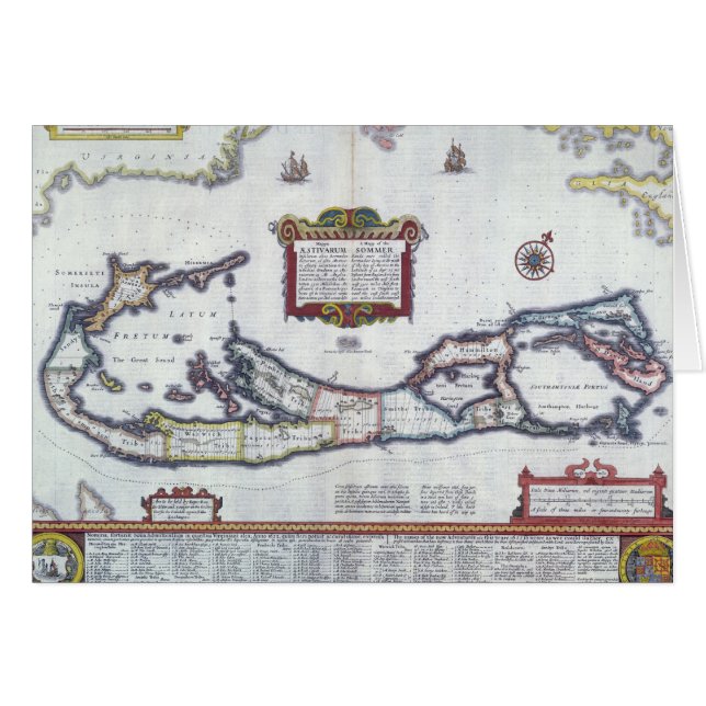 Karta av Bermuda Hälsningskort (Framsidan Horizontal)