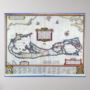 Karta av Bermuda Poster