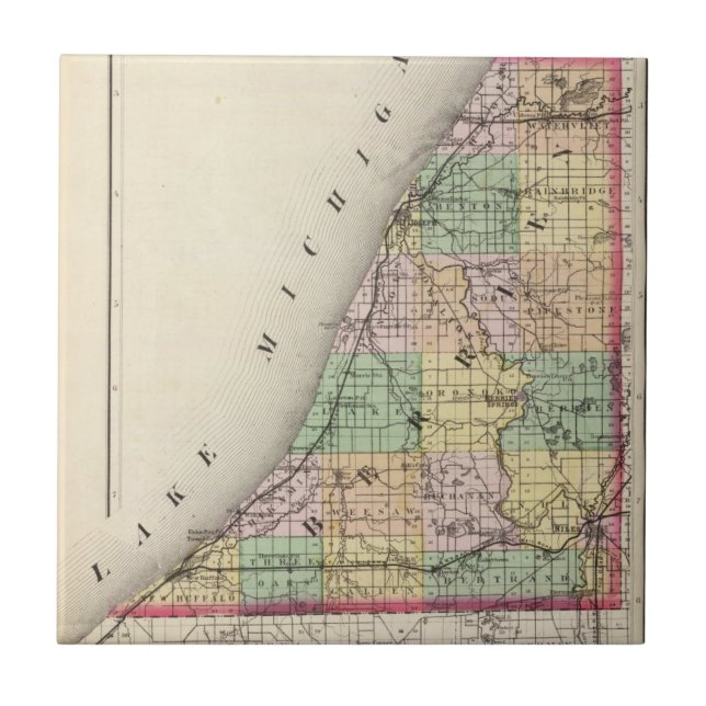 Karta av Berrien County, Michigan Kakelplatta (Framsidan)