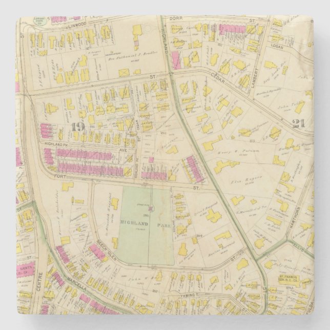 Karta av Boston 7 Stenunderlägg (Framsidan)