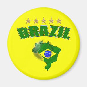 Karta av Brasilien för Brasilien fotbollboll den Magnet