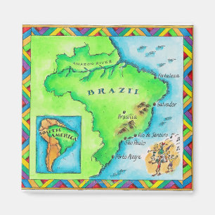 Karta av Brasilien Magnet