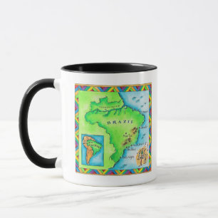 Karta av Brasilien Mugg