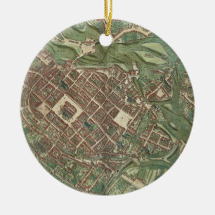 Karta av Bratislava, från 'Civitates Orbis Julgransprydnad Keramik