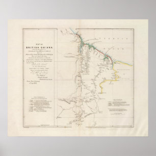 Karta av brittiska Guiana Poster