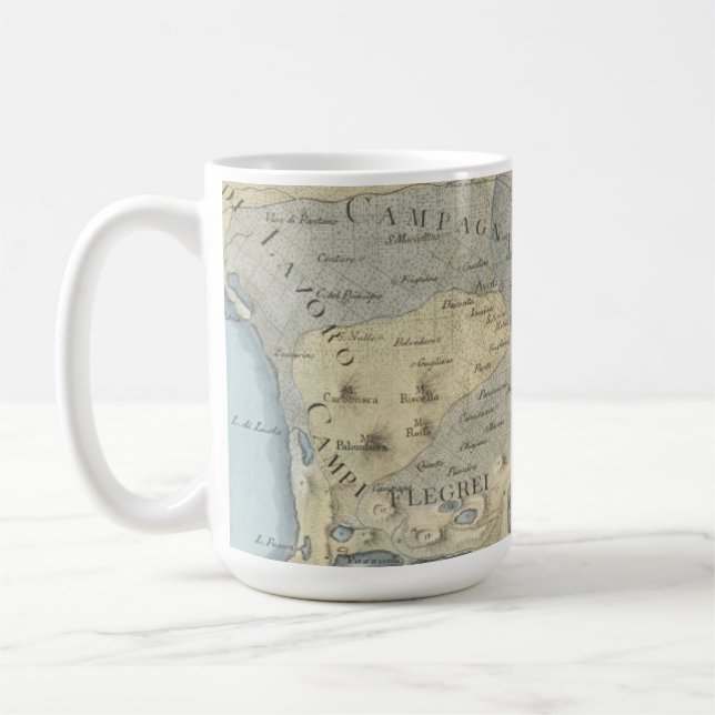 Karta av bukten av Naples och omgeende område Kaffemugg (Vänster)