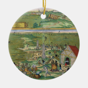 Karta av Cadiz, från "Civitates Orbis Terrarum" Julgransprydnad Keramik