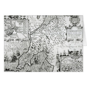 Karta av Caernarvon, 1616 Hälsningskort
