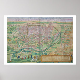 Karta av Cairo, från "Civitates Orbis Terrarum" Poster