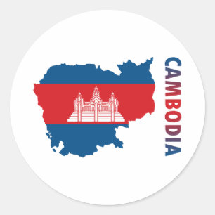 Karta av Cambodja Runt Klistermärke