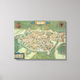 Karta av Cambrai, från "Civitates Orbis Terrarum" Canvastryck