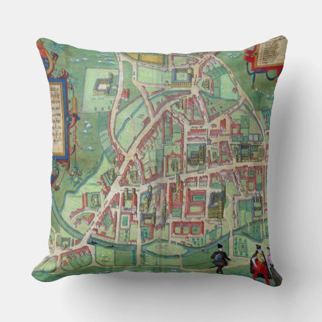 Karta av Cambridge, från 'Civitates Orbis Terrarum Kudde (Framsida)