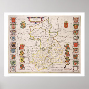 Karta av Cambridgeshire, publicerade Amsterdam Poster