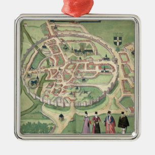 Karta av Canterbury, från 'Civitates Orbis Julgransprydnad Metall