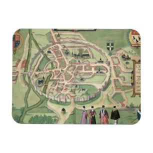 Karta av Canterbury, från 'Civitates Orbis Magnet