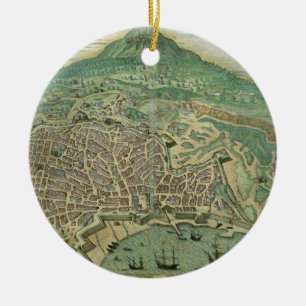 Karta av Catania, från "Civitates Orbis Terrarum" Julgransprydnad Keramik