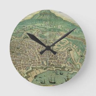Karta av Catania, från "Civitates Orbis Terrarum" Rund Klocka