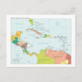 Karta av Central America & det karibiskt Vykort
