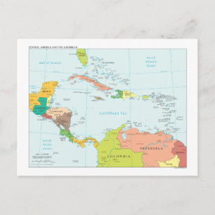 Karta av Central America & det karibiskt Vykort