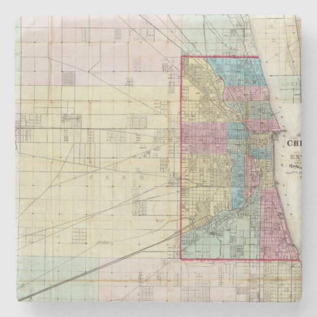 Karta av Chicago Stenunderlägg (Framsidan)