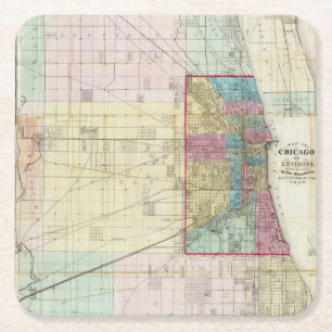 Karta av Chicago Underlägg Papper Kvadrat