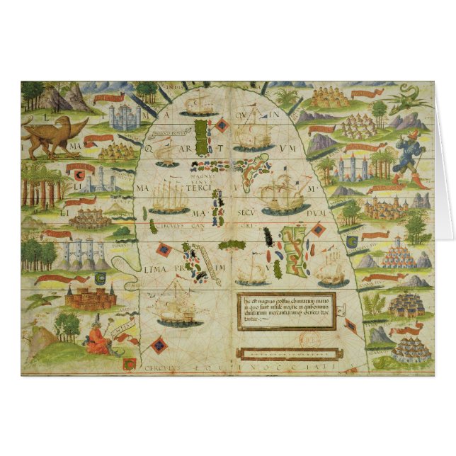 Karta av chinahavet, telefax av 'mjölnareAtlas Hälsningskort (Framsidan Horizontal)