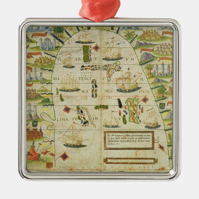 Karta av chinahavet, telefax av 'mjölnareAtlas Julgransprydnad Metall (Framsidan)