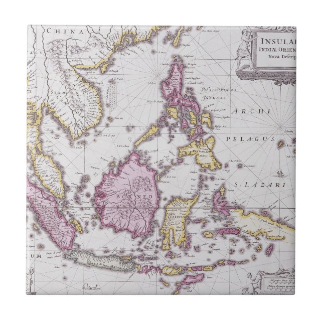 Karta av chinan & Indonesien | 1710 Kakelplatta (Framsidan)