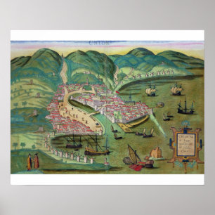 Karta av Chios, från "Civitates Orbis Terrarum" Poster