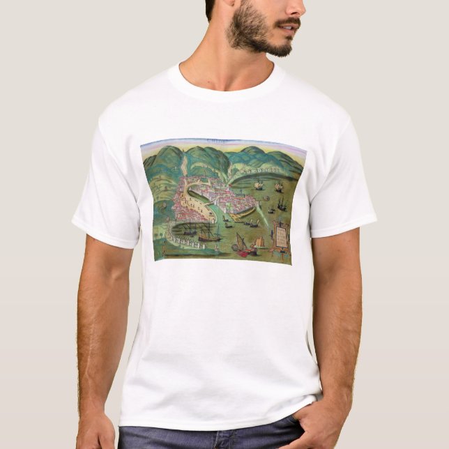 Karta av Chios, från "Civitates Orbis Terrarum" Tee Shirt (Framsida)