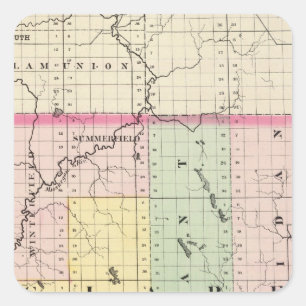 Karta av Clare County, Michigan Fyrkantigt Klistermärke