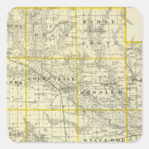Karta av Clay County, flora och Louisville Fyrkantigt Klistermärke