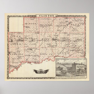 Karta av Clinton County Poster