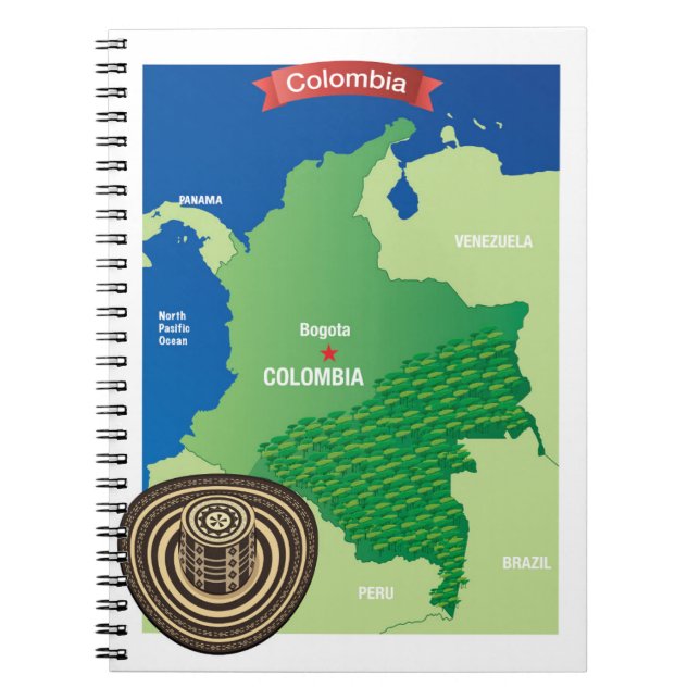 Karta av Colombia Anteckningsbok (Framsidan)