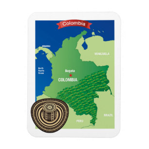 Karta av Colombia Magnet