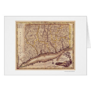 Karta av Connecticut vid Carey 1795 Hälsningskort